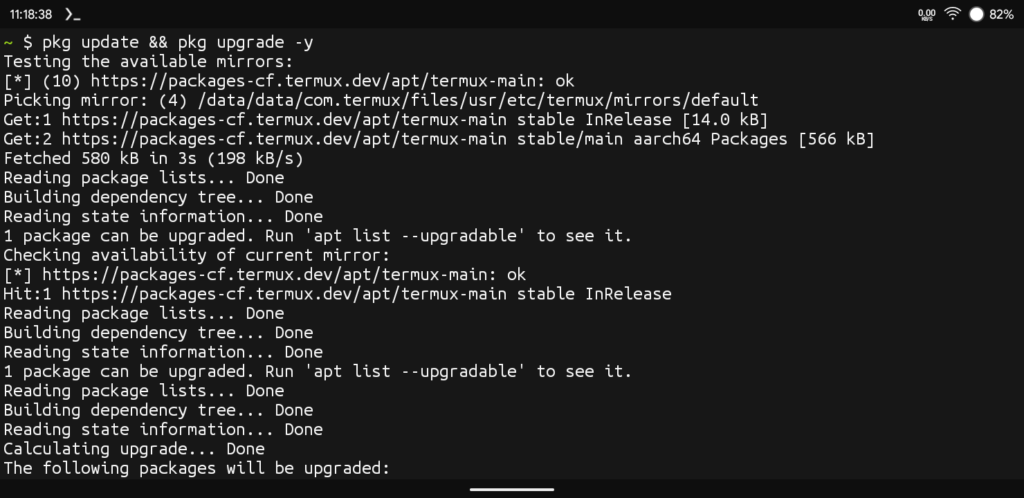 Update And Upgrade Termux