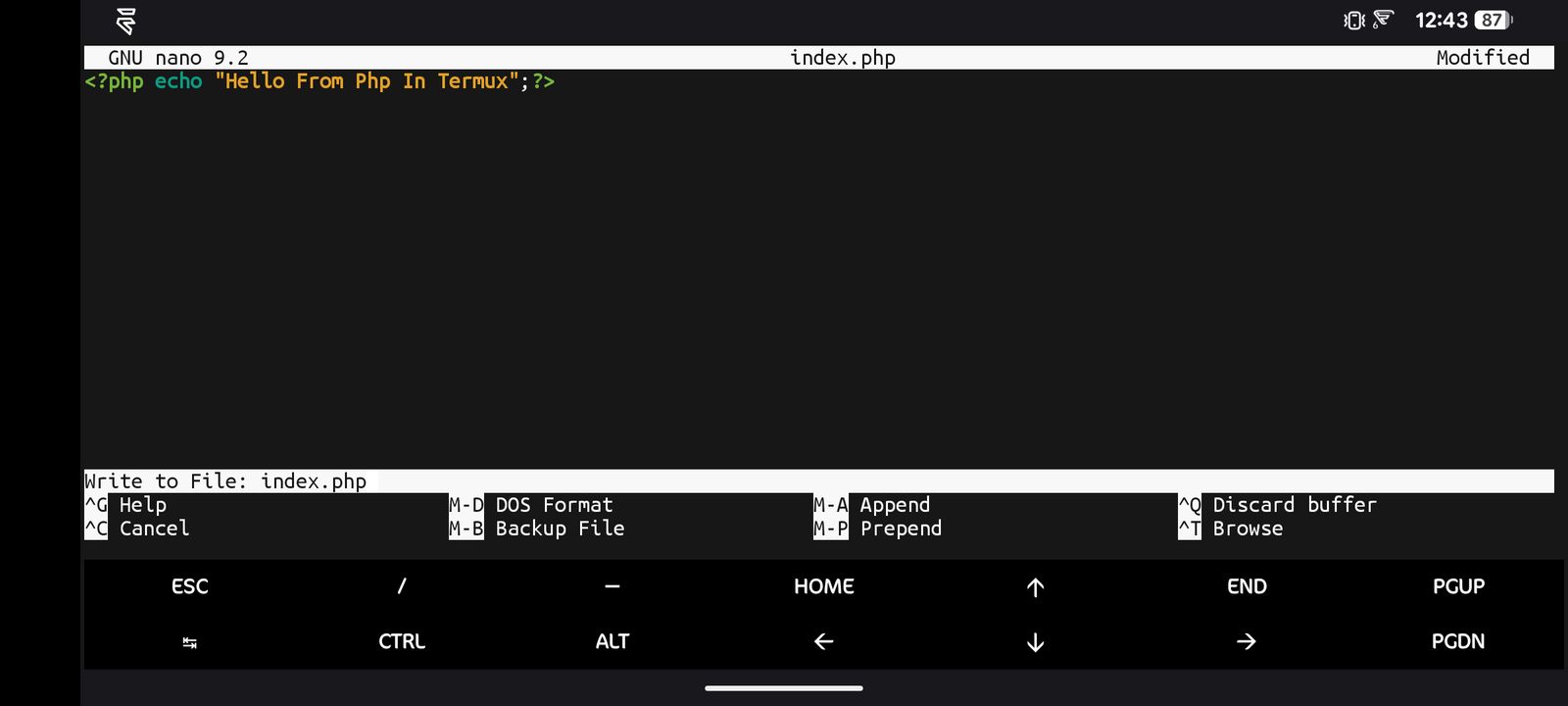 Create Php File In Termux