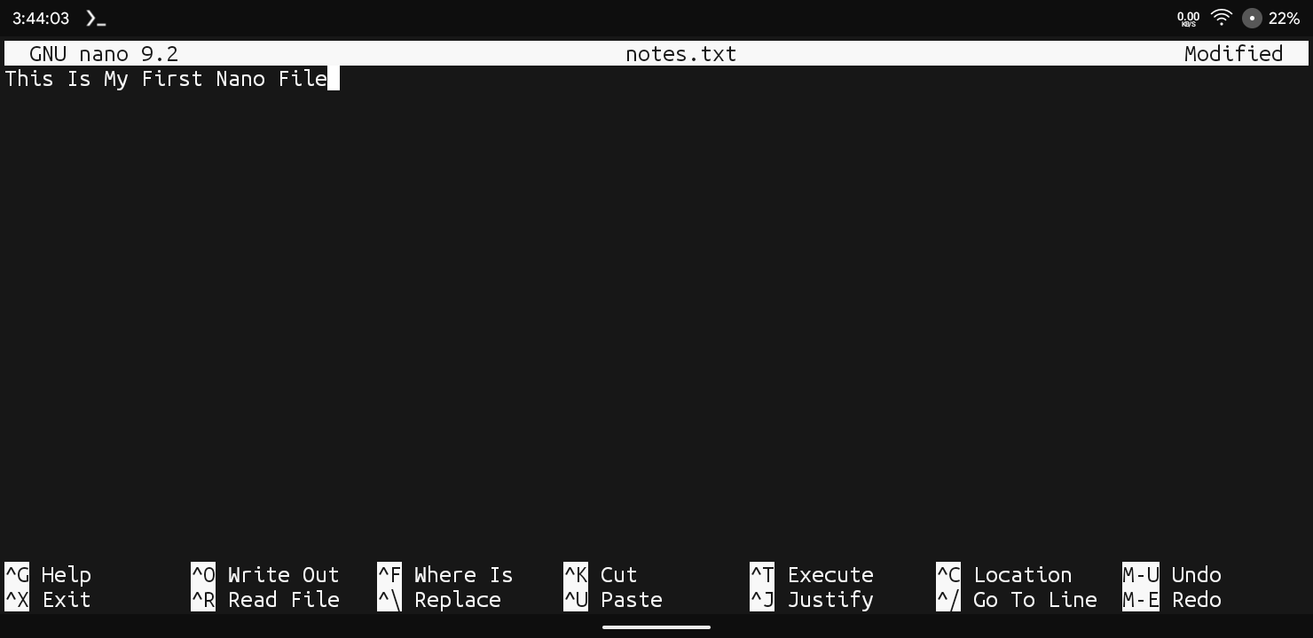 Runing Nano In Termux